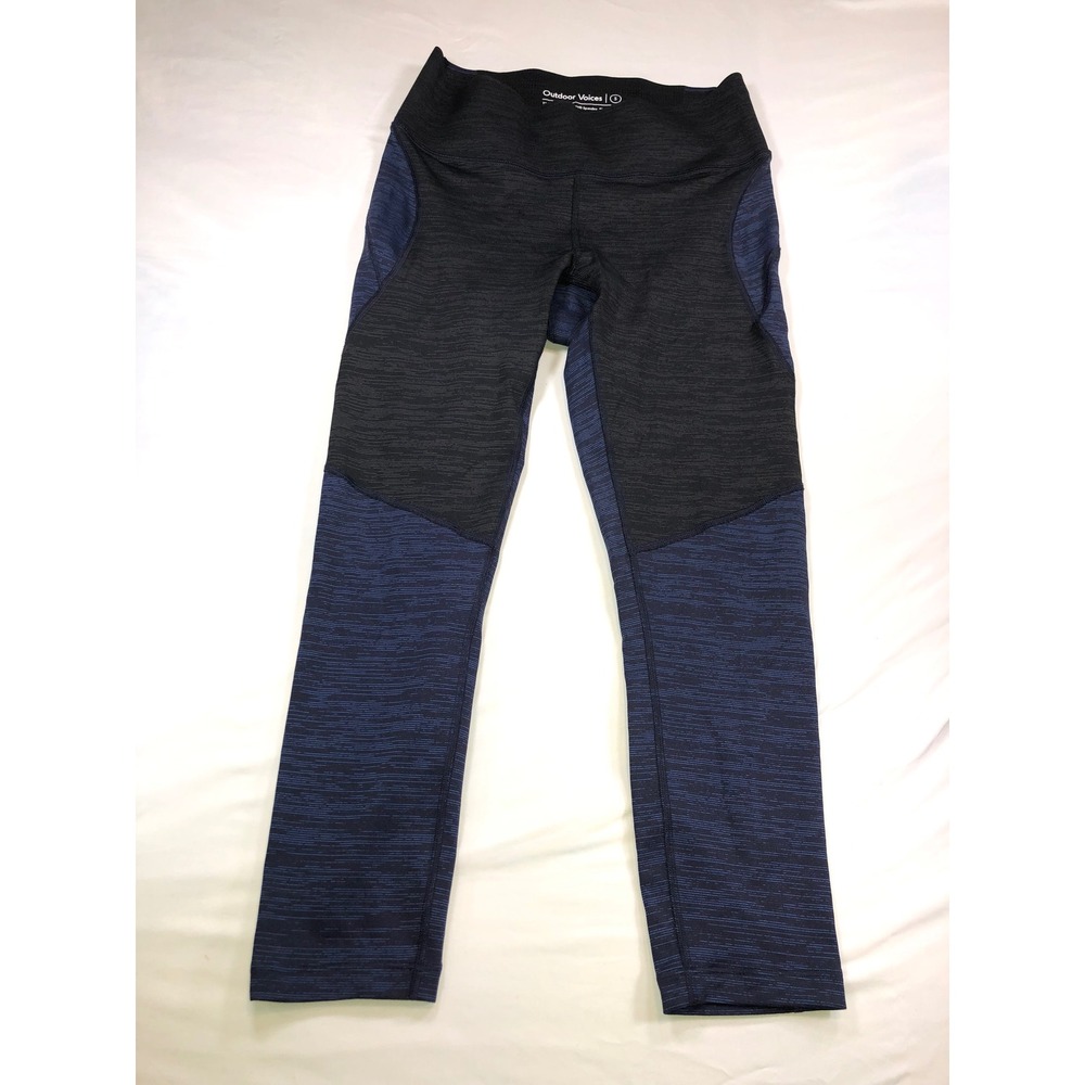 Outdoor Voices TechSweat Leggings Blue Black Space Dye Colorblock Size S Cropped
